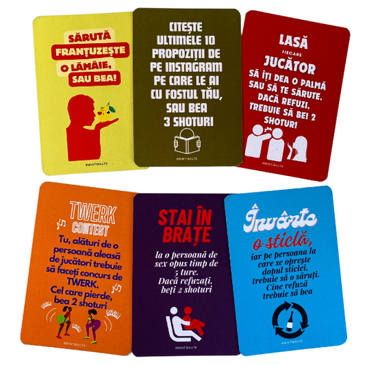 Joc de carti Minti Baute Decent, 108 carti cu provocari si intrebari decente, perfecte pentru petreceri, Revelion cabane sau cadouri pentru prieteni