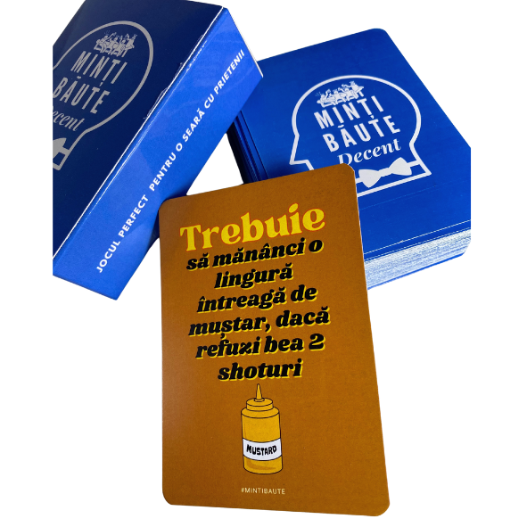 Joc de carti Minti Baute Decent, 108 carti cu provocari si intrebari decente, perfecte pentru petreceri, Revelion cabane sau cadouri pentru prieteni